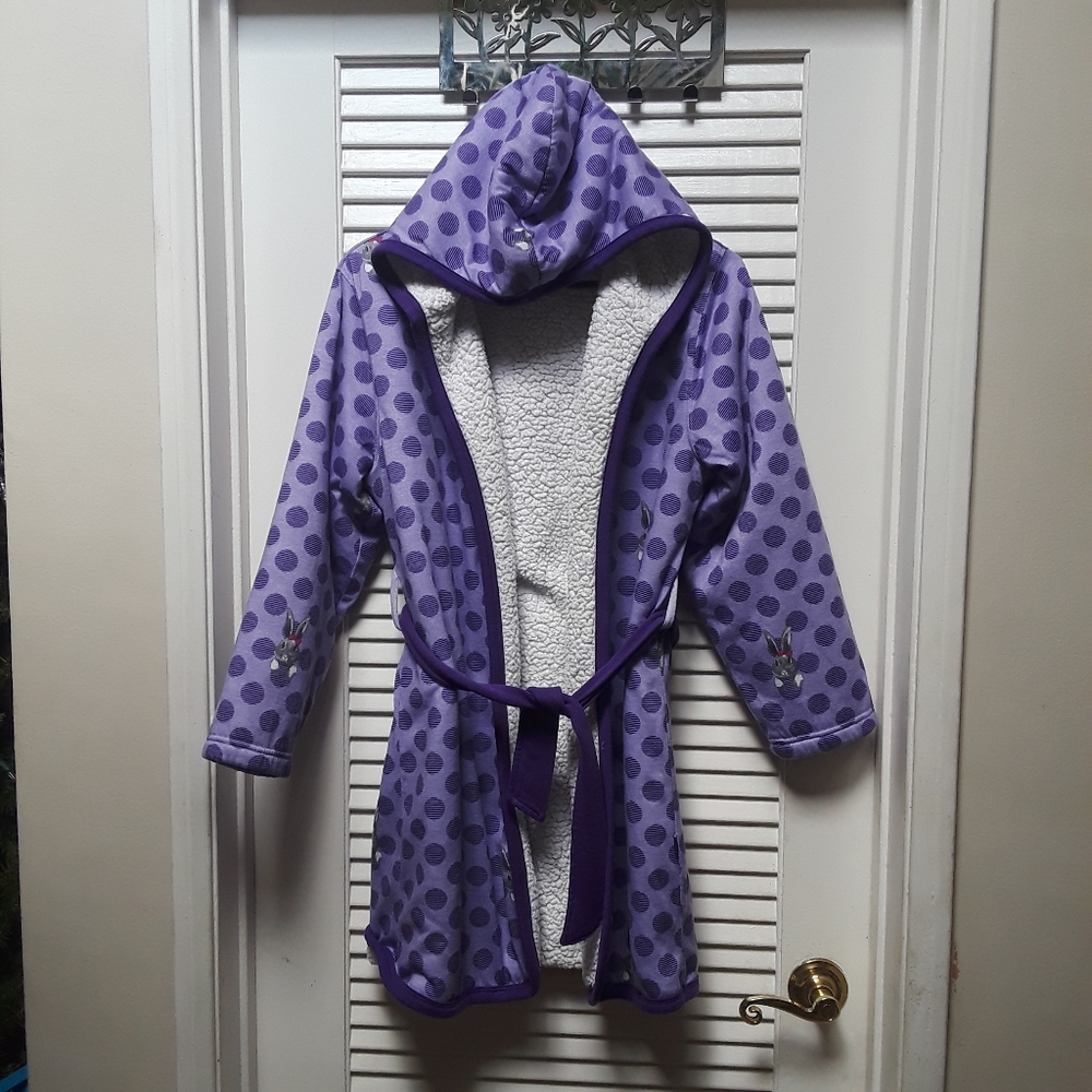 Woodrow & Friends Kid's  Sherpa Lined Robe Bunny Purple L (14/16)